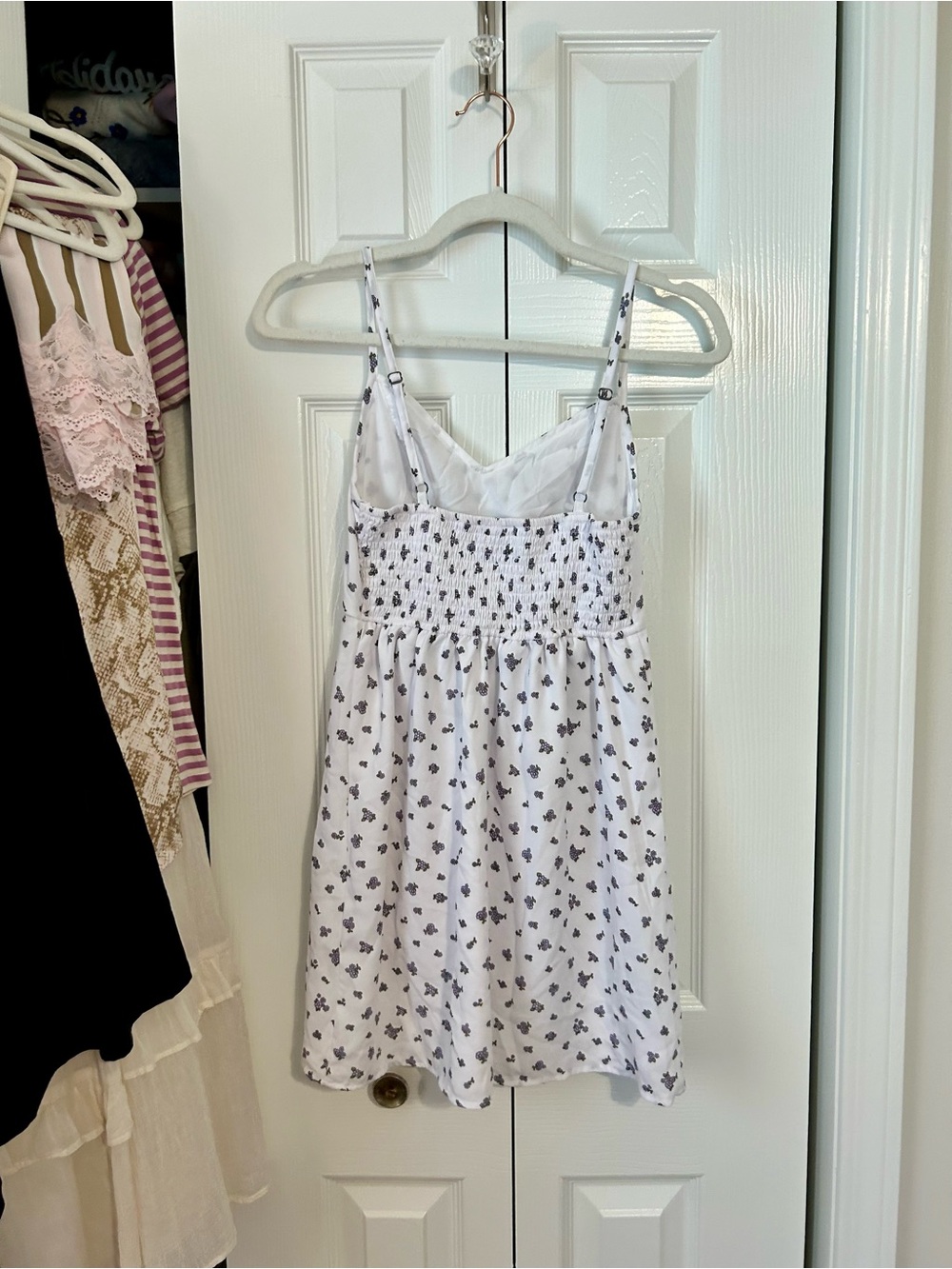 Hollister White Mini Slip Dress with Small Purple and Green Floral Print - Picture 2 of 2